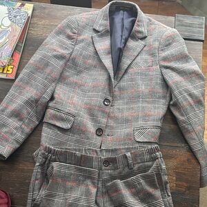 Stylish Kids Gray Plaid Blazer Set
